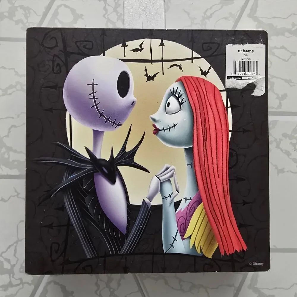 New Nightmare Before Christmas Jack & Sally Wall Sign, 6"